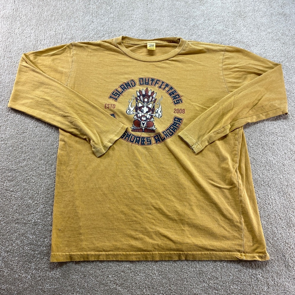 Tipsy‎ Island Outfitters Shirt Mens XL Yellow Tiki Graphic Long Sleeve Alabama